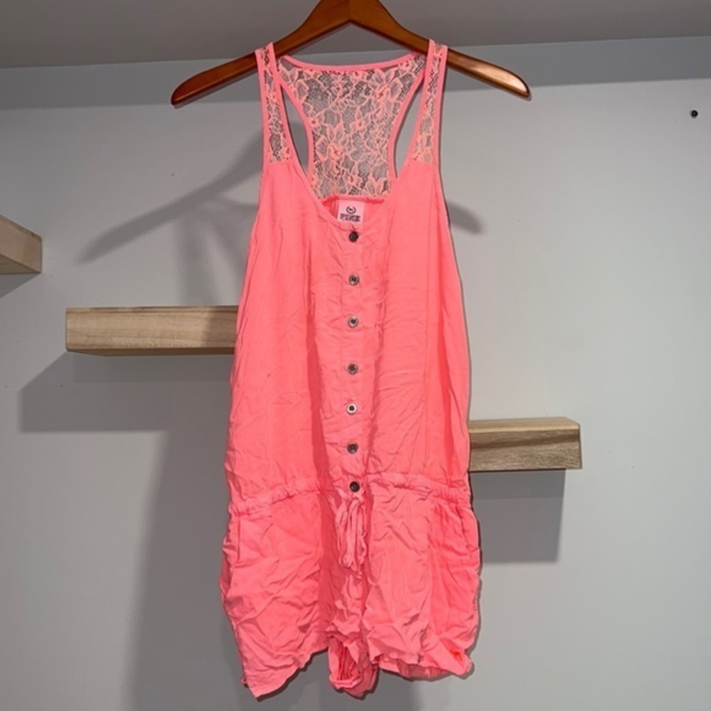 PINK neon vintage lacy romper‎